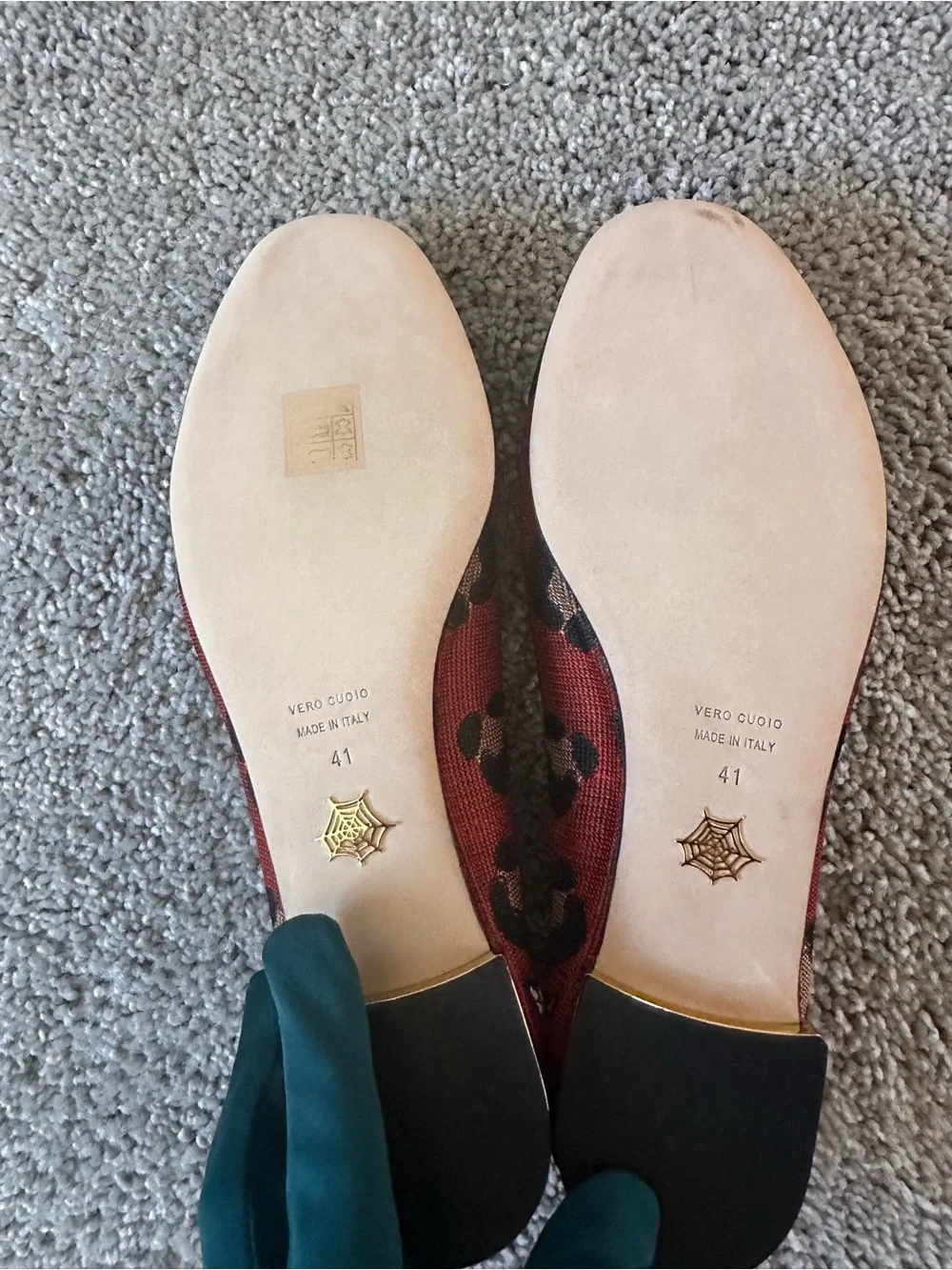 Charlotte Olympia Red, Green and White Zebra Embroidered Slip-Ons